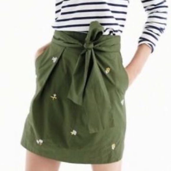 J.Crew olive skirt with flowers* - Picture 1 of 6